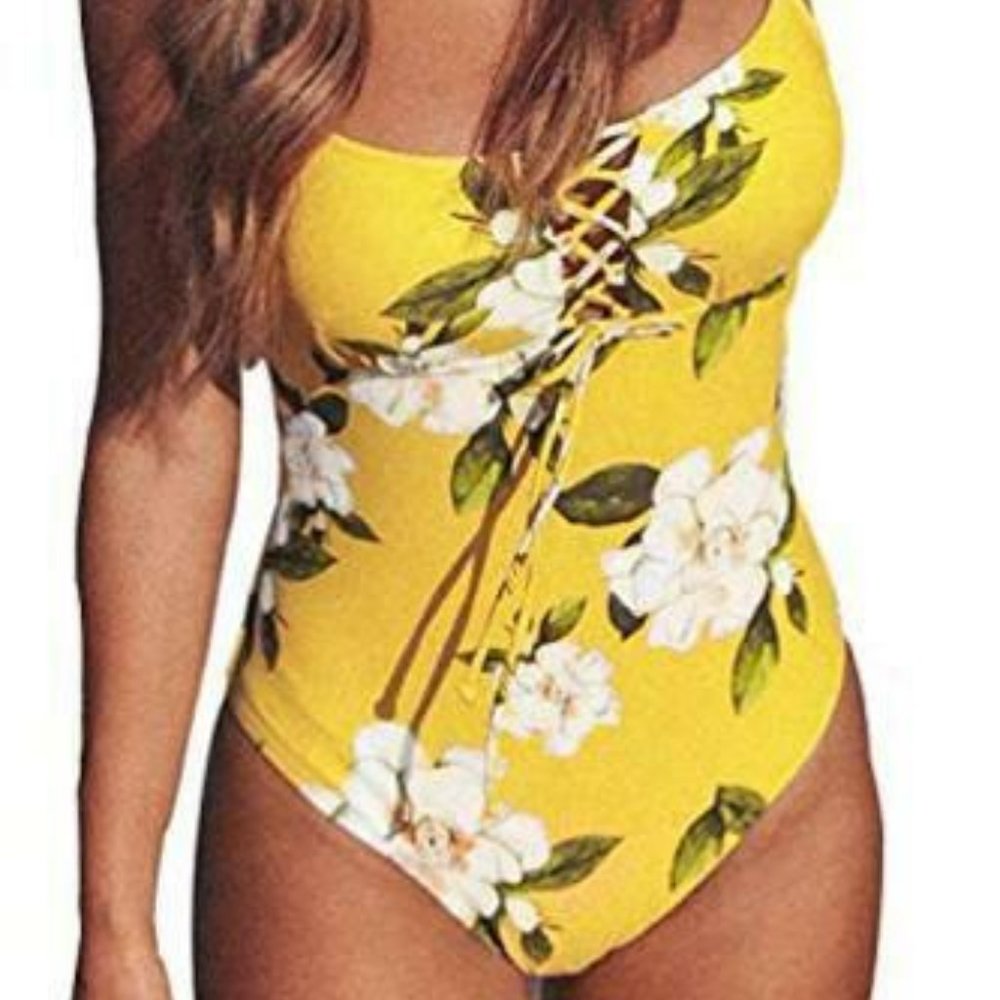 CUPSHE Women's Sunny Floral Print Lace One-Piece